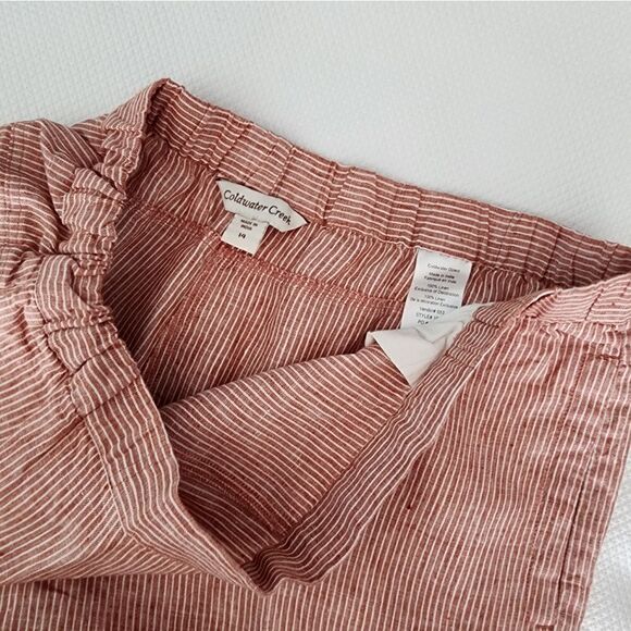 Coldwater Creek pants 100 % linen cropped elastic waistband wide leg - Picture 15 of 16